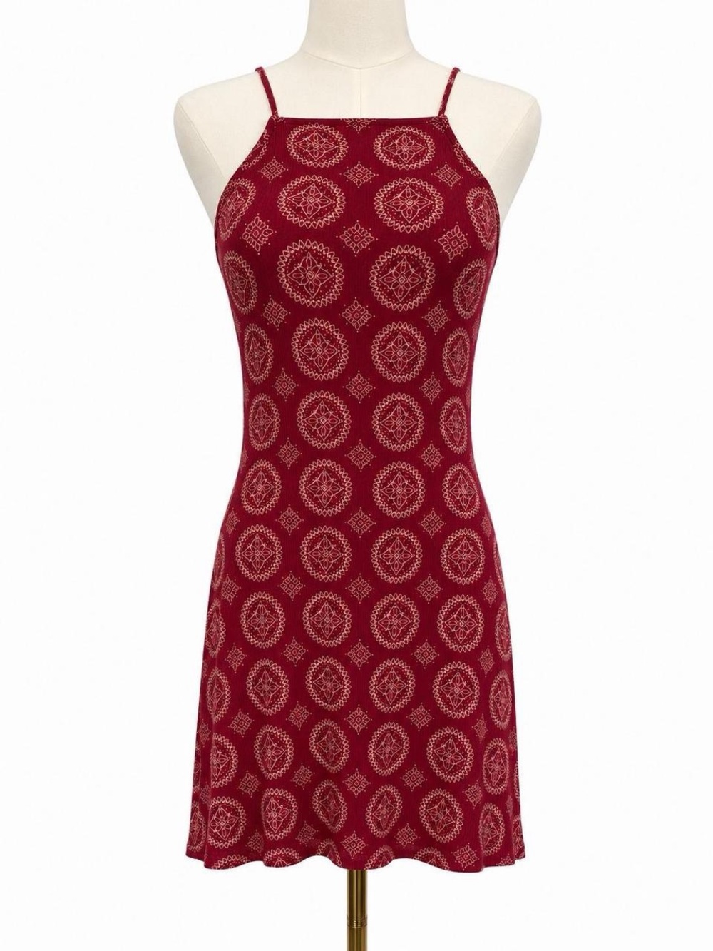 Brandy Melville Burgundy Boho Mini Dress Size S - Picture 3 of 7
